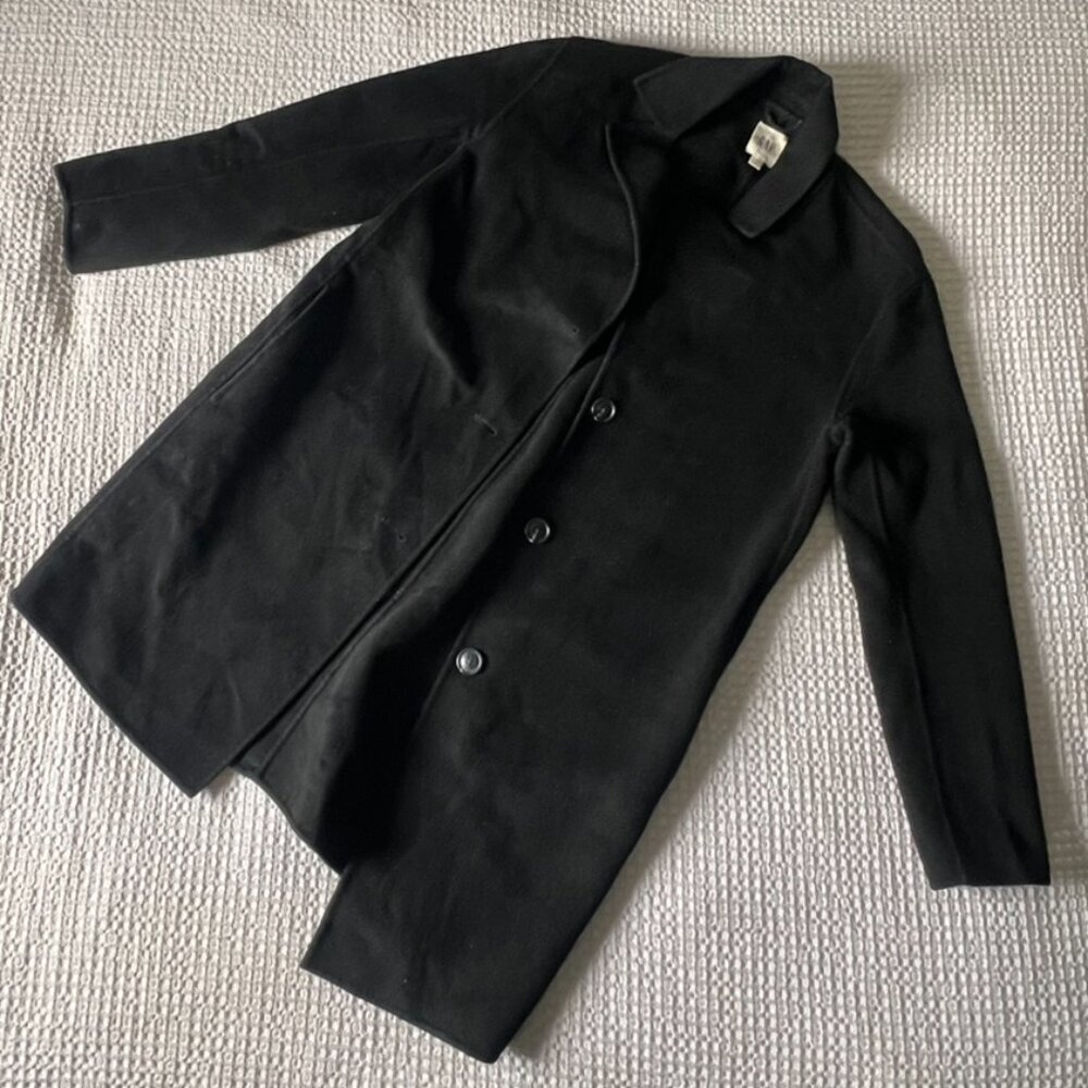 GAP Black Wool Blend Button Front  Car Coat